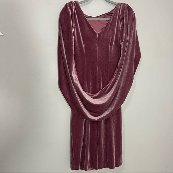 Betsy & Adam mauve pink velvet dress & cape cocktail MOB formal evening size 6 - Picture 6 of 13
